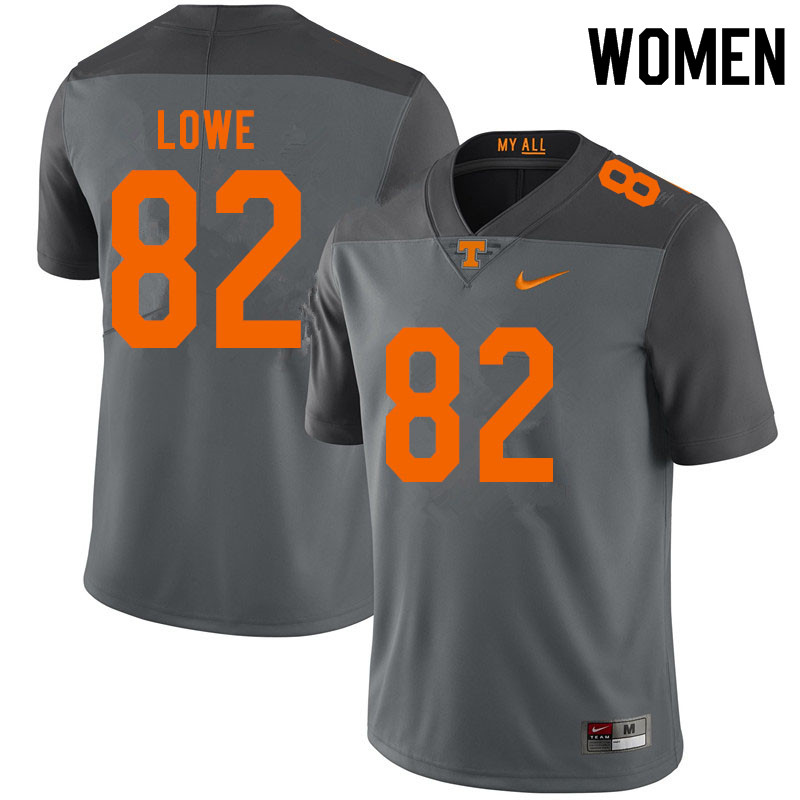 Women #82 Jackson Lowe Tennessee Volunteers College Football Jerseys Sale-Gray